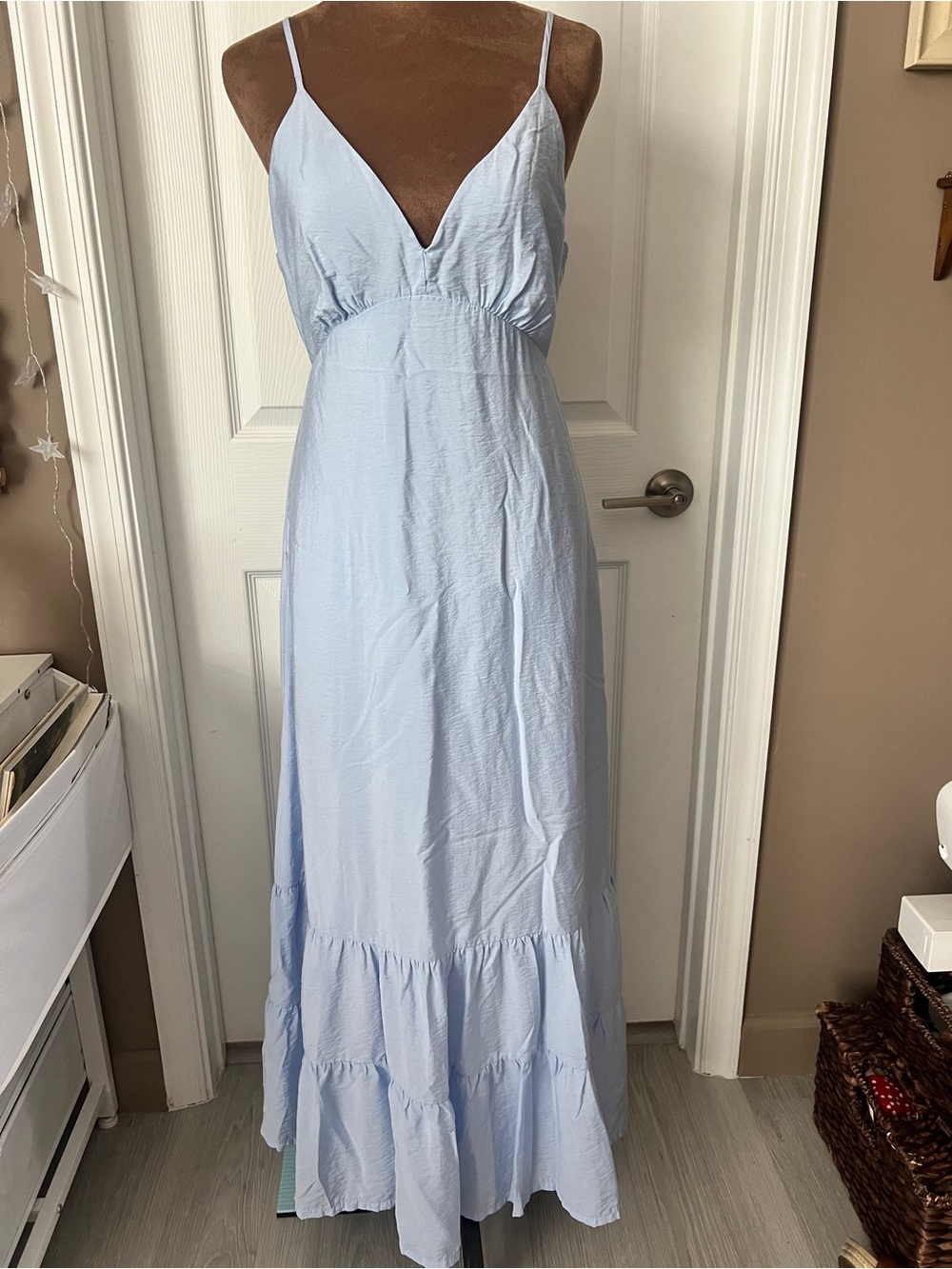 a new day Light Blue V-Neck Spaghetti Strap Maxi Dress